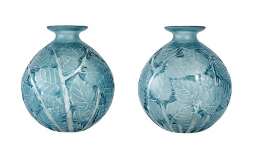 1929 René Lalique - Pair Of Vases Milan