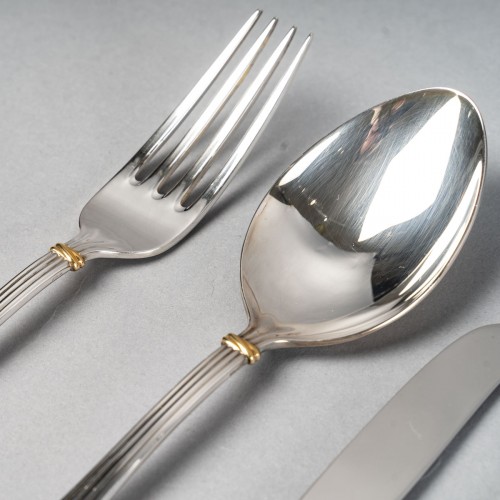 Antiquités - Cartier La Maison Du Prince - Cutlery Flatware Silver Plated 110 Pieces In 