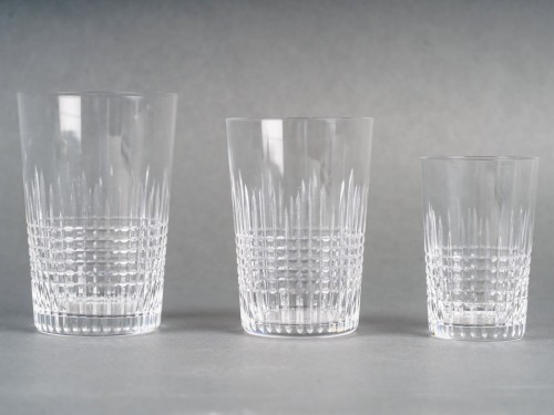 Baccarat - Set Of Tableware Nancy Clear Crystal - 36 Tumblers - Art Déco