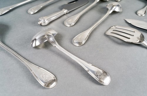Antique Silver  - Puiforcat - Cutlery Flatware Set Noailles Sterling Silver - 145 Pieces