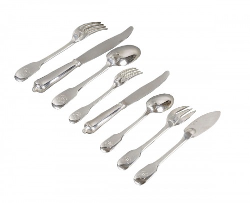 Puiforcat - Cutlery Flatware Set Louvois Sterling Silver - 96 Pieces