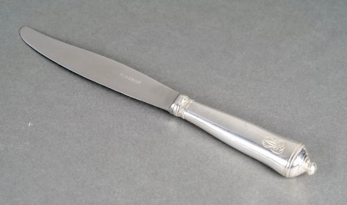 20th century - Puiforcat - Cutlery Flatware Set Louvois Sterling Silver - 96 Pieces