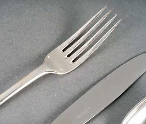 Antiquités - Puiforcat - Cutlery Flatware Set Louvois Sterling Silver - 96 Pieces