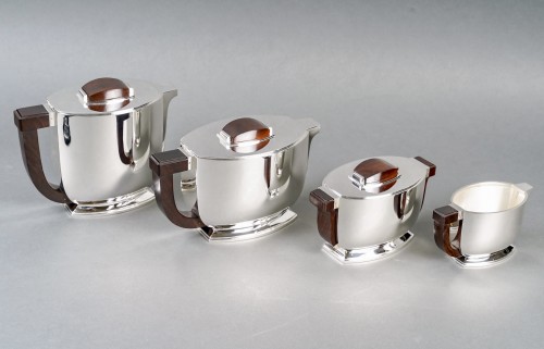 1934 Tetard Frères - Service à thé et à café en argent massif et palissandre - BG Arts