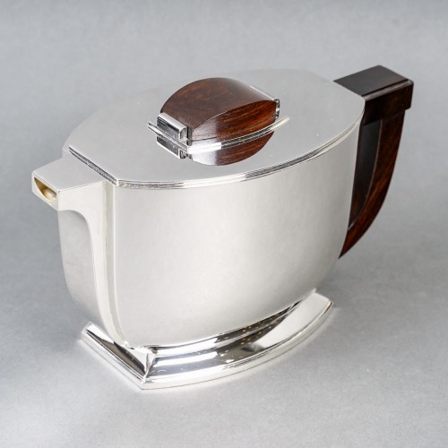 1934 Tetard Frères - Service à thé et à café en argent massif et palissandre - Art Déco