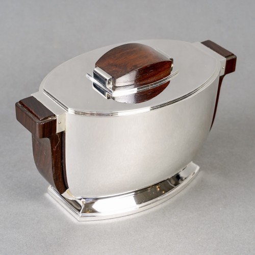 Art Déco - 1934 Tetard Frères - Tea And Coffee Service Sterling Silver and Rosewood