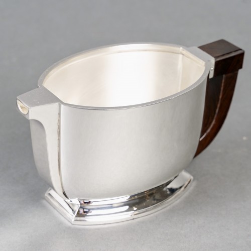 Antiquités - 1934 Tetard Frères - Service à thé et à café en argent massif et palissandre