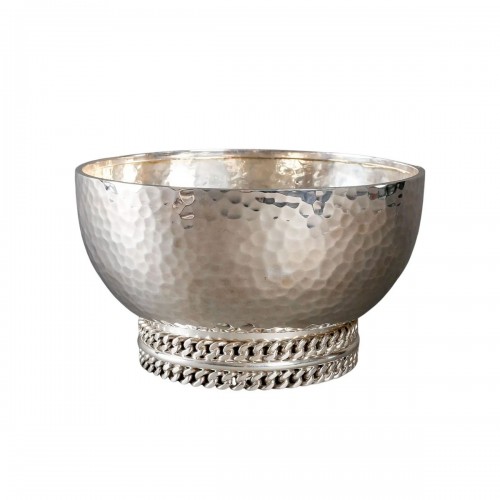 Jean Desprès - Bowl Art Deco Hammered Silver Plated Metal