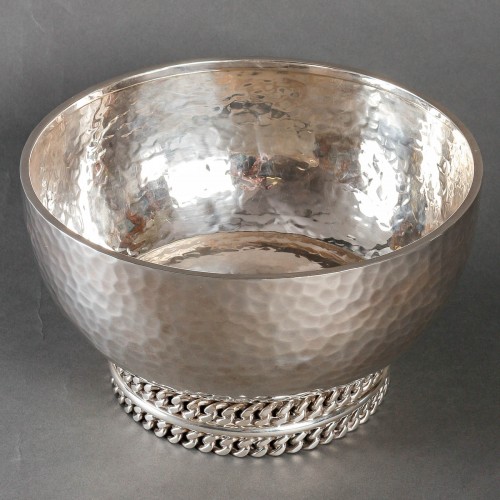 Jean Desprès - Coupe Art-Déco « Gourmette » en métal argenté - Argenterie et Orfèvrerie Style Art Déco