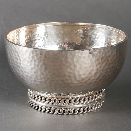Argenterie et Orfèvrerie  - Jean Desprès - Coupe Art-Déco « Gourmette » en métal argenté