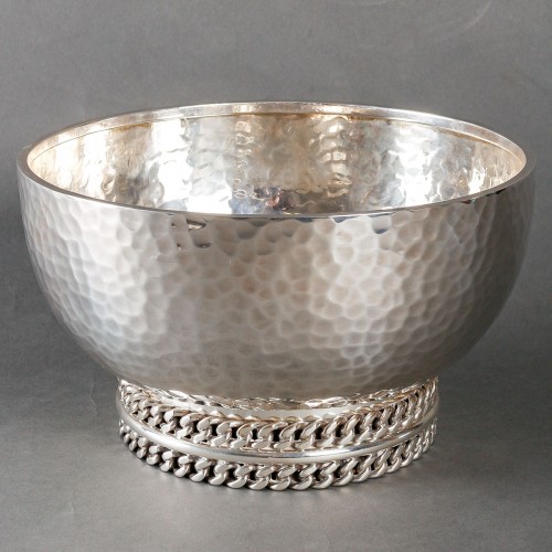 XXe siècle - Jean Desprès - Coupe Art-Déco « Gourmette » en métal argenté
