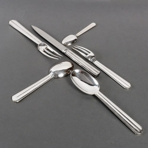 silverware & tableware  - Jean E. Puiforcat - Set Of Flatware Cutlery Chantaco Plated Silver 48 Pces