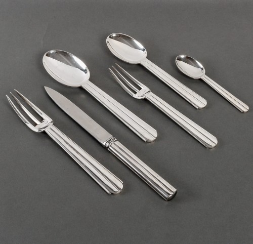 20th century - Jean E. Puiforcat - Set Of Flatware Cutlery Chantaco Plated Silver 48 Pces