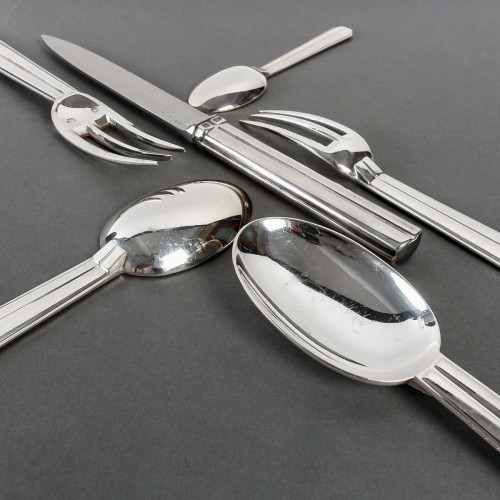 Jean E. Puiforcat - Set Of Flatware Cutlery Chantaco Plated Silver 48 Pces - Art Déco