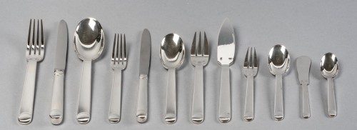 Jean E. Puiforcat - Set Of Flatware Cutlery Normandie Plated Silver 72 Pces - silverware & tableware Style Art Déco