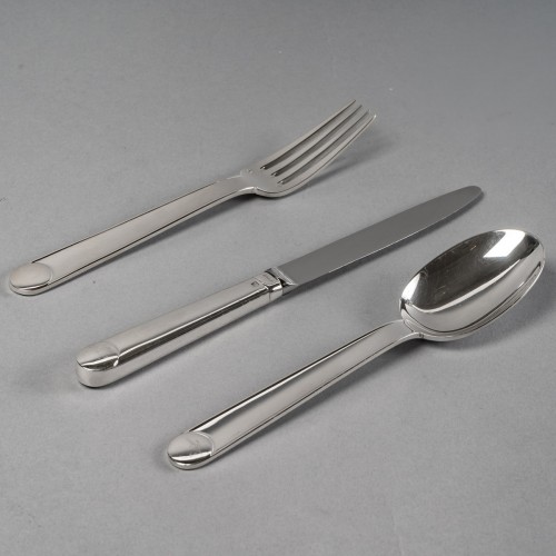 Jean E. Puiforcat - Set Of Flatware Cutlery Normandie Plated Silver 72 Pces - Art Déco