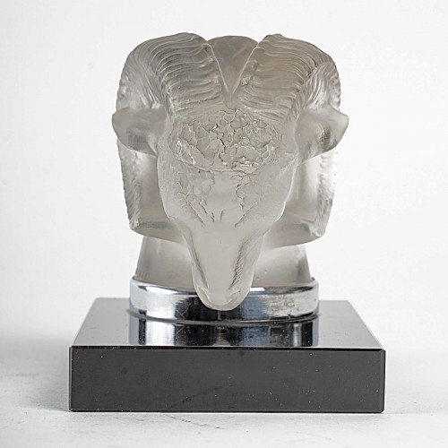 Glass & Crystal  - 1928 René Lalique - Pair Of Bookends Car Mascots Tete De Belier