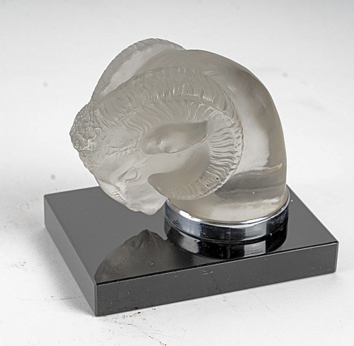 1928 René Lalique - Pair Of Bookends Car Mascots Tete De Belier - 