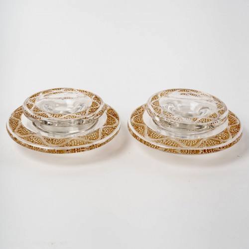 20th century - René Lalique - Pair Of Candlesticks And Bowl Ricquewihr