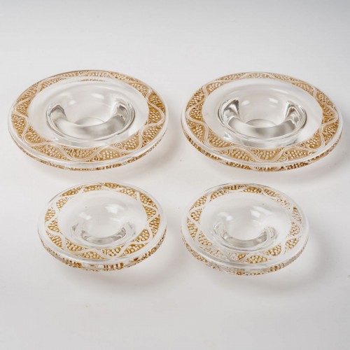 Art Déco - René Lalique - Paire de bougeoirs et coupe Ricquewihr