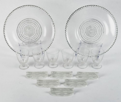 Antiquités - 1930 René Lalique - Set Of Tablewares 14 Pieces Glasses Nippon