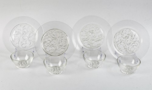 Antiquités - 1931 René Lalique - Set Of Tablewares Marienthal 4 Plates &amp; 4 Bowls