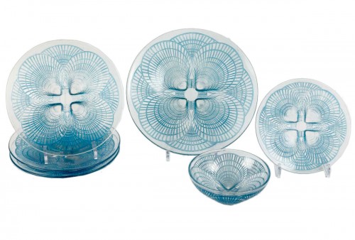 1924 René Lalique - Tablewares 6 Plates &amp; 1 Bowl Coquilles