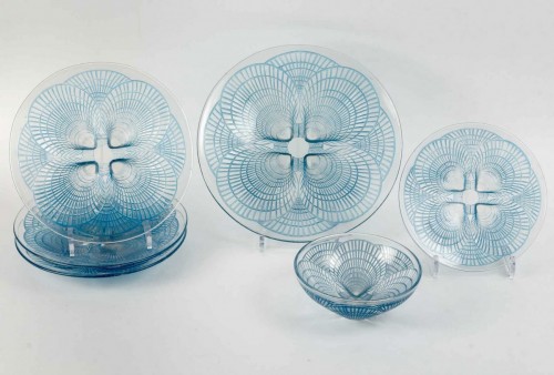 Antiquités - 1924 René Lalique - Service Coquilles 6  assiettes & bol