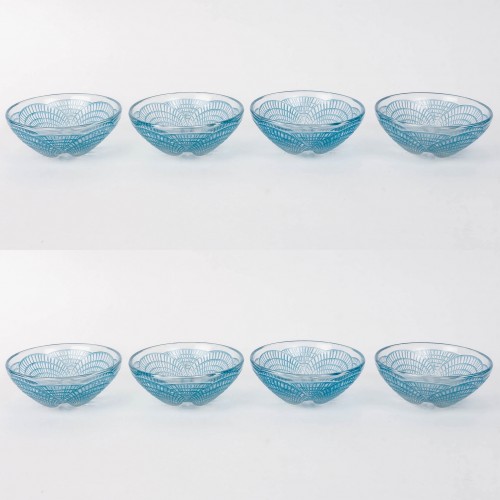 1924 René Lalique - Service de 8 coupes Coquilles  - Verrerie, Cristallerie Style Art Déco