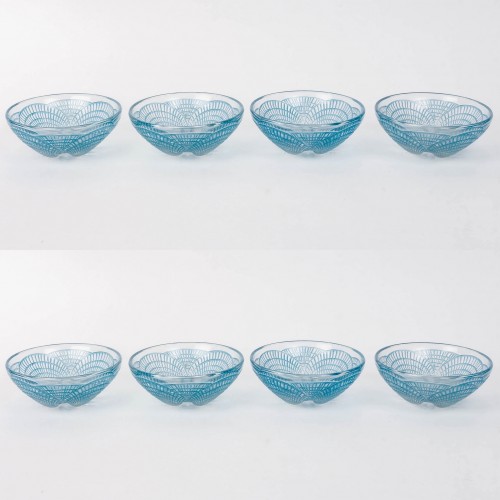 1924 René Lalique - Service de 8 coupes Coquilles  - Verrerie, Cristallerie Style Art Déco