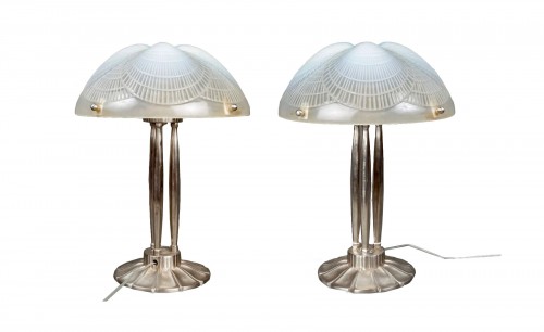 1924 René Lalique - Paire de Lampes Coquilles