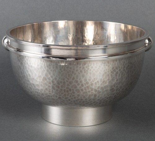 Jean Desprès - Bowl Art Deco Modernist Hammered Silver Plated Metal - Antique Silver Style Art Déco