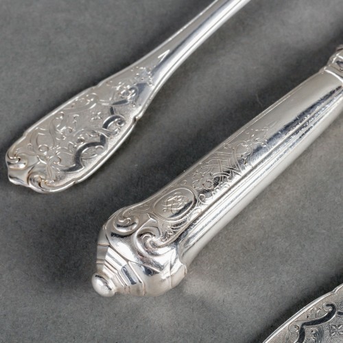 Puiforcat Cutlery Flatware Set Elysee Sterling Silver &amp; Vermeil 127 Pieces - 