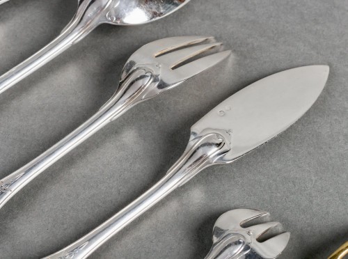 Antiquités - Puiforcat Cutlery Flatware Set Elysee Sterling Silver &amp; Vermeil 127 Pieces
