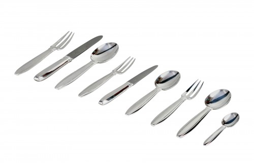 Jean E. Puiforcat - Cutlery Flatware Set Art Deco Sterling Silver - 108 Pie