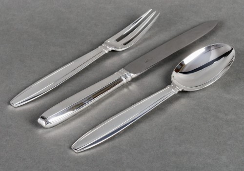 Jean E. Puiforcat - Cutlery Flatware Set Art Deco Sterling Silver - 108 Pie - silverware & tableware Style 