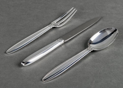 Antique Silver  - Jean E. Puiforcat - Cutlery Flatware Set Art Deco Sterling Silver - 108 Pie