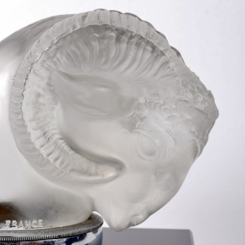 1928 René Lalique - Pair Of Bookends Car Mascots Tete De Belier Glass - 