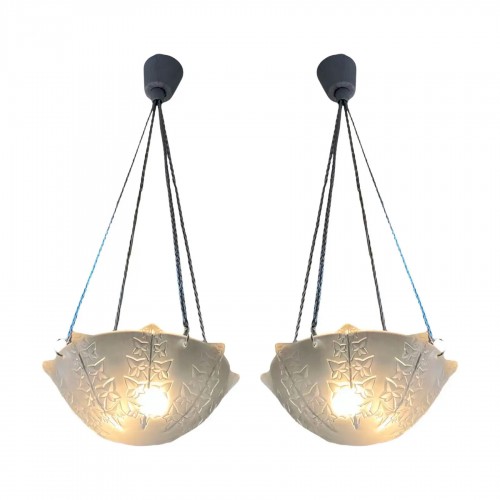1927 René Lalique - Paire de Suspensions Lierre