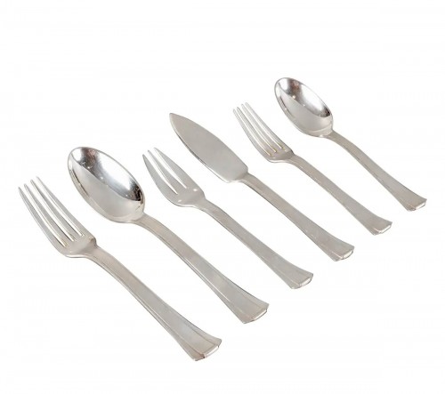 Jean E. Puiforcat - Cutlery Flatware Set Papyrus Art Deco Sterling Silver 