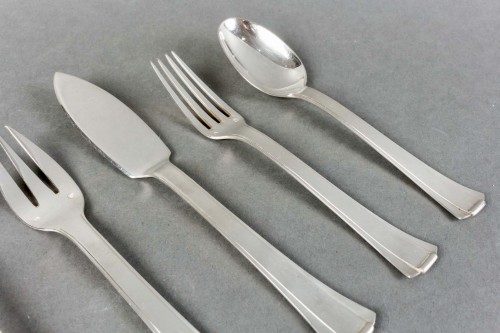 Jean E. Puiforcat - Cutlery Flatware Set Papyrus Art Deco Sterling Silver  - 