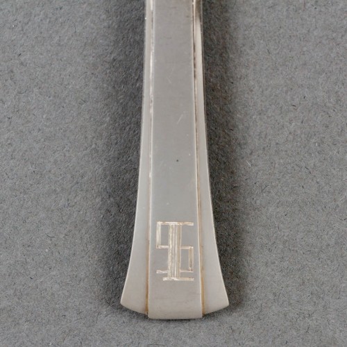 Art Déco - Jean E. Puiforcat - Cutlery Flatware Set Papyrus Art Deco Sterling Silver 