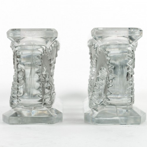 1944 René Lalique - Pair Of Candlesticks Auriac - Art Déco