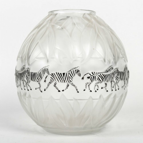 1991 Marie-claude Lalique - Vase Tanzania Zebres - BG Arts