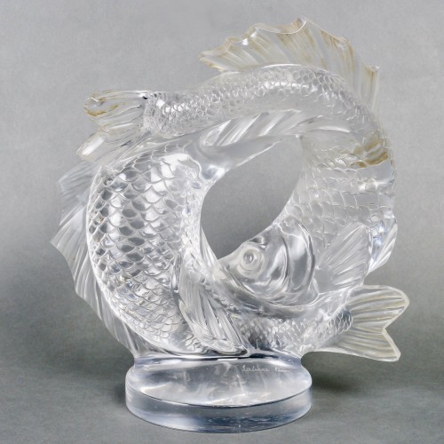 1953 Marc Lalique - Sculpture Two Fishes - Glass & Crystal Style 50