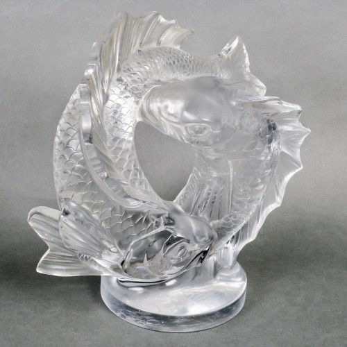 XXe siècle - 1953 Marc Lalique - Sculpture Deux Poissons