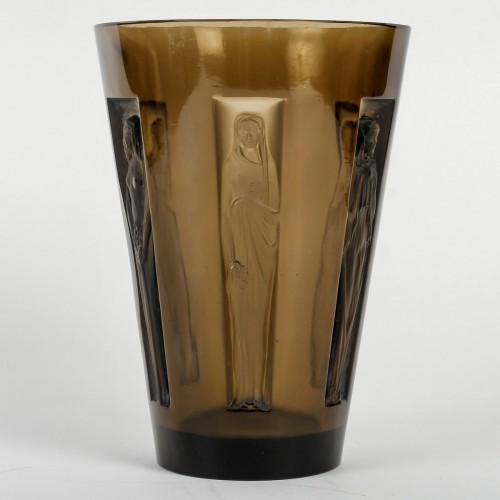 1912 René Lalique - Vase Gobelets Six Figurines - Verrerie, Cristallerie Style Art Déco