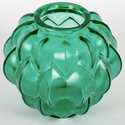 1927 René Lalique - Vase Nivernais - Verrerie, Cristallerie Style Art Déco