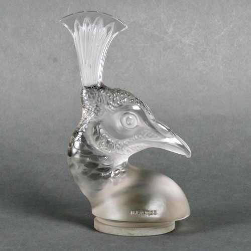 1928 René Lalique - Car Mascot Tete De Paon Peacock - Glass & Crystal Style Art Déco