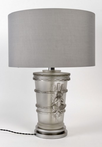 20th century - 1950 Marc Lalique - Pair Of Lamps Pan